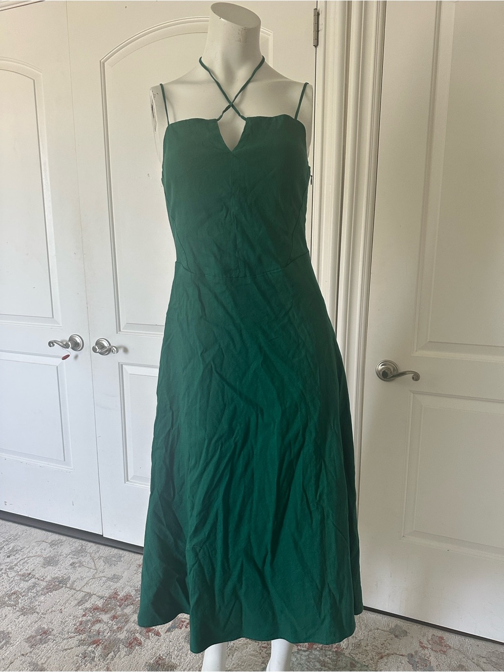 Everlane Emerald Green Spaghetti-Strap Midi Dress
